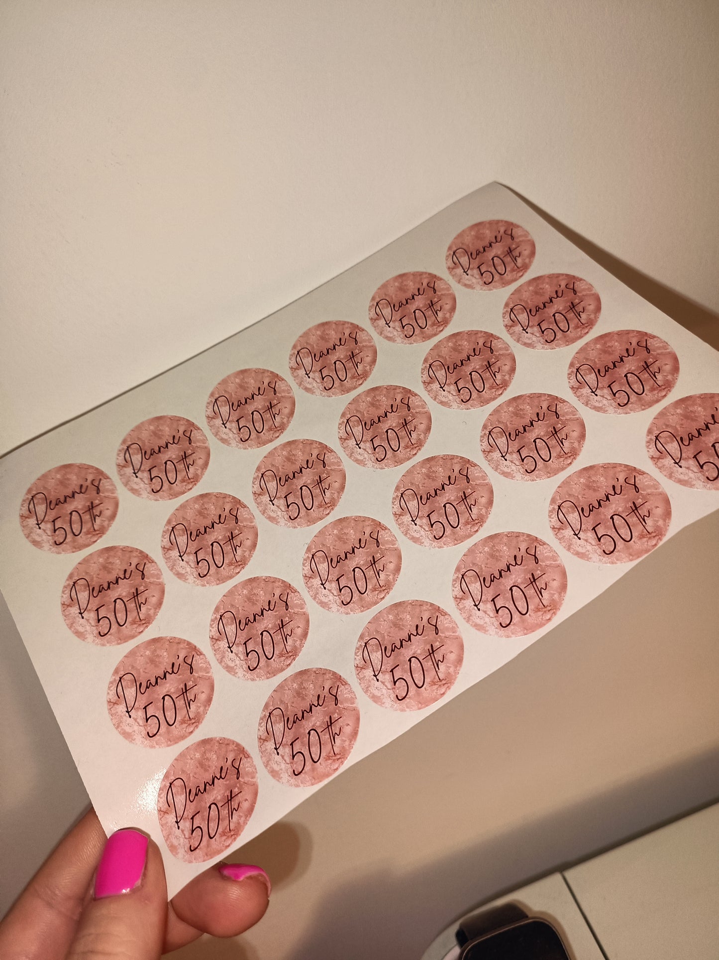 24 x Blush Pink Stickers | Deanne's 50th | SALE ITEM