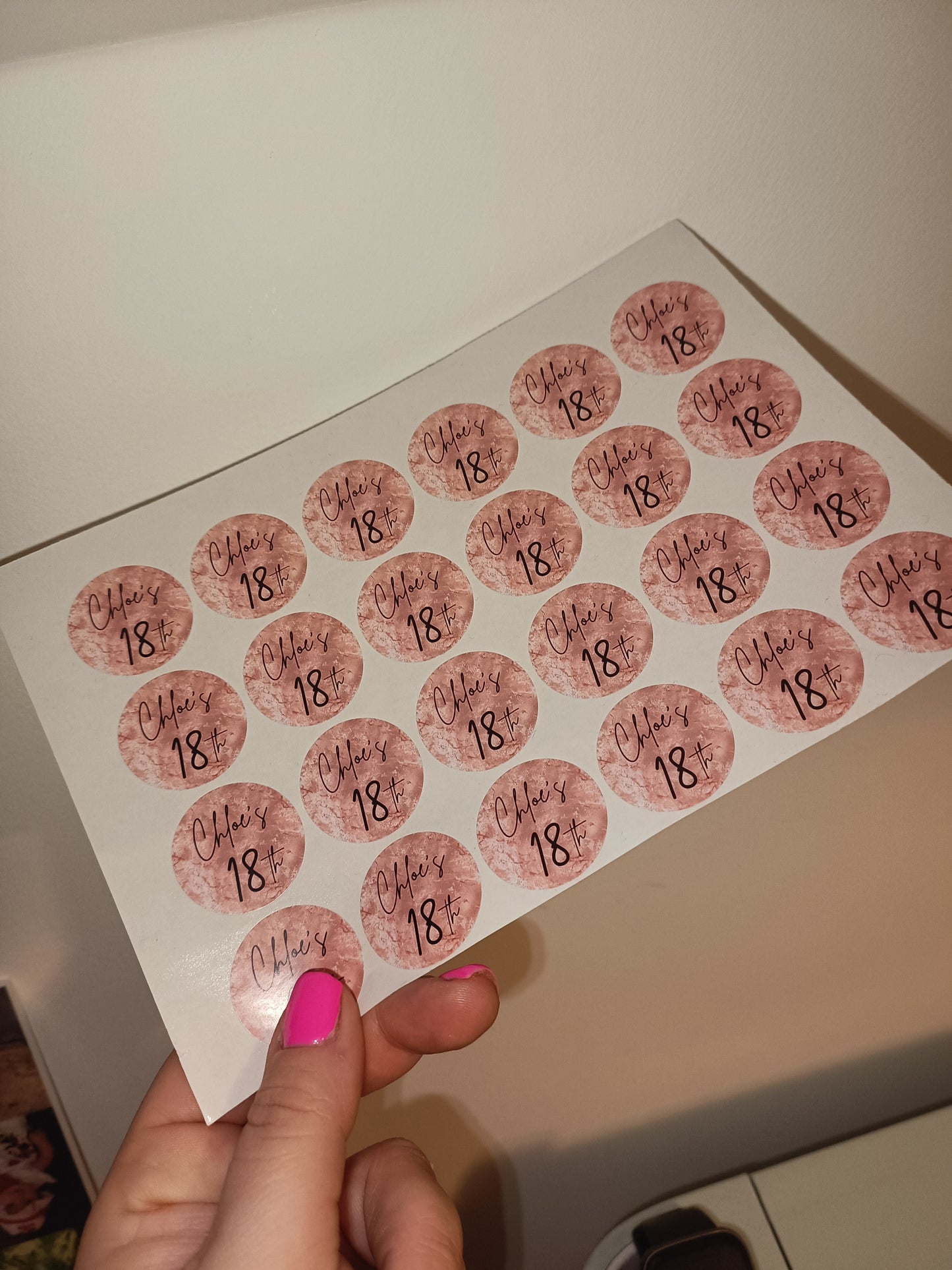 24 x Blush Pink Stickers | Chloe's 18th | SALE ITEM