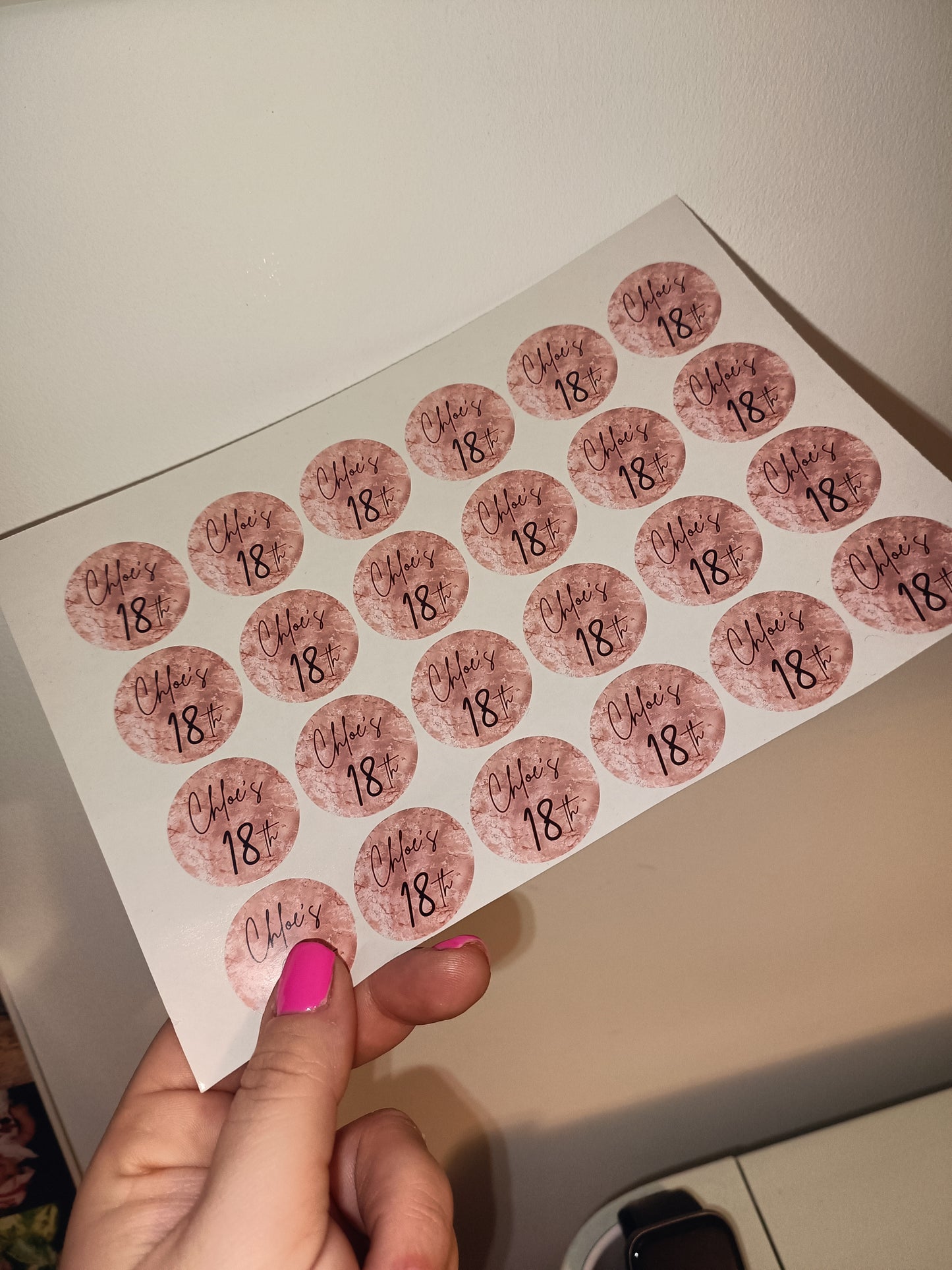24 x Blush Pink Stickers | Chloe's 18th | SALE ITEM