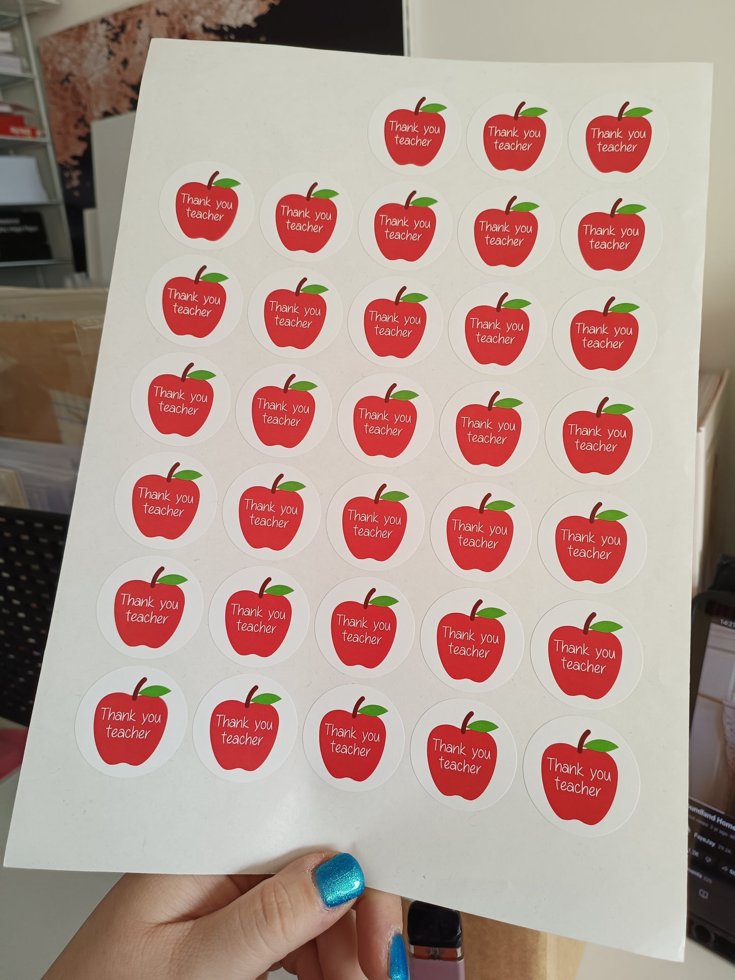 33 x Thank You Teacher Stickers | 35mm | SALE ITEM