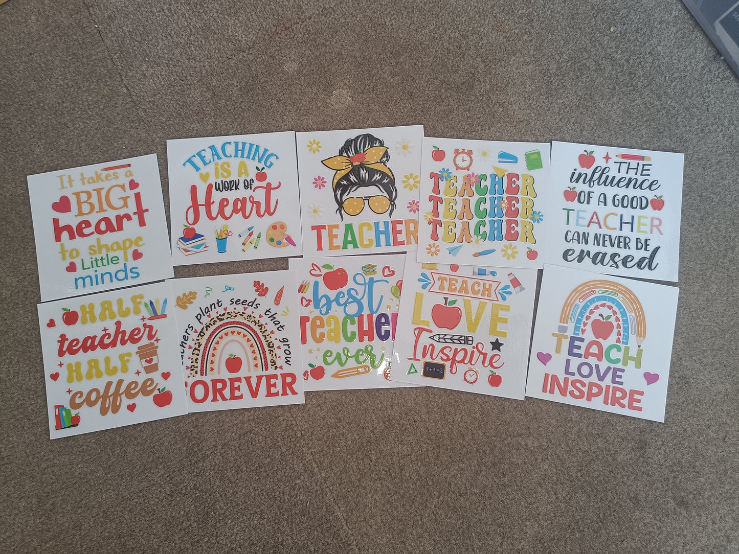 Bundle 10 x UVDTF teacher stickers