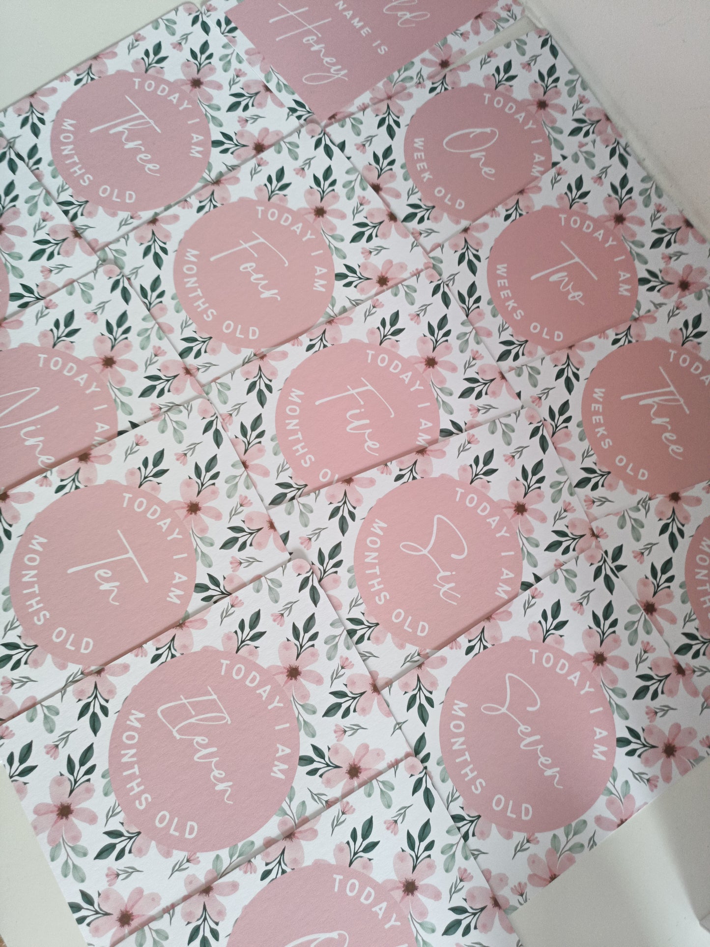 Milestone Cards | A6 Baby Milestone Cards | Pink Floral Theme | New Baby Gift Idea