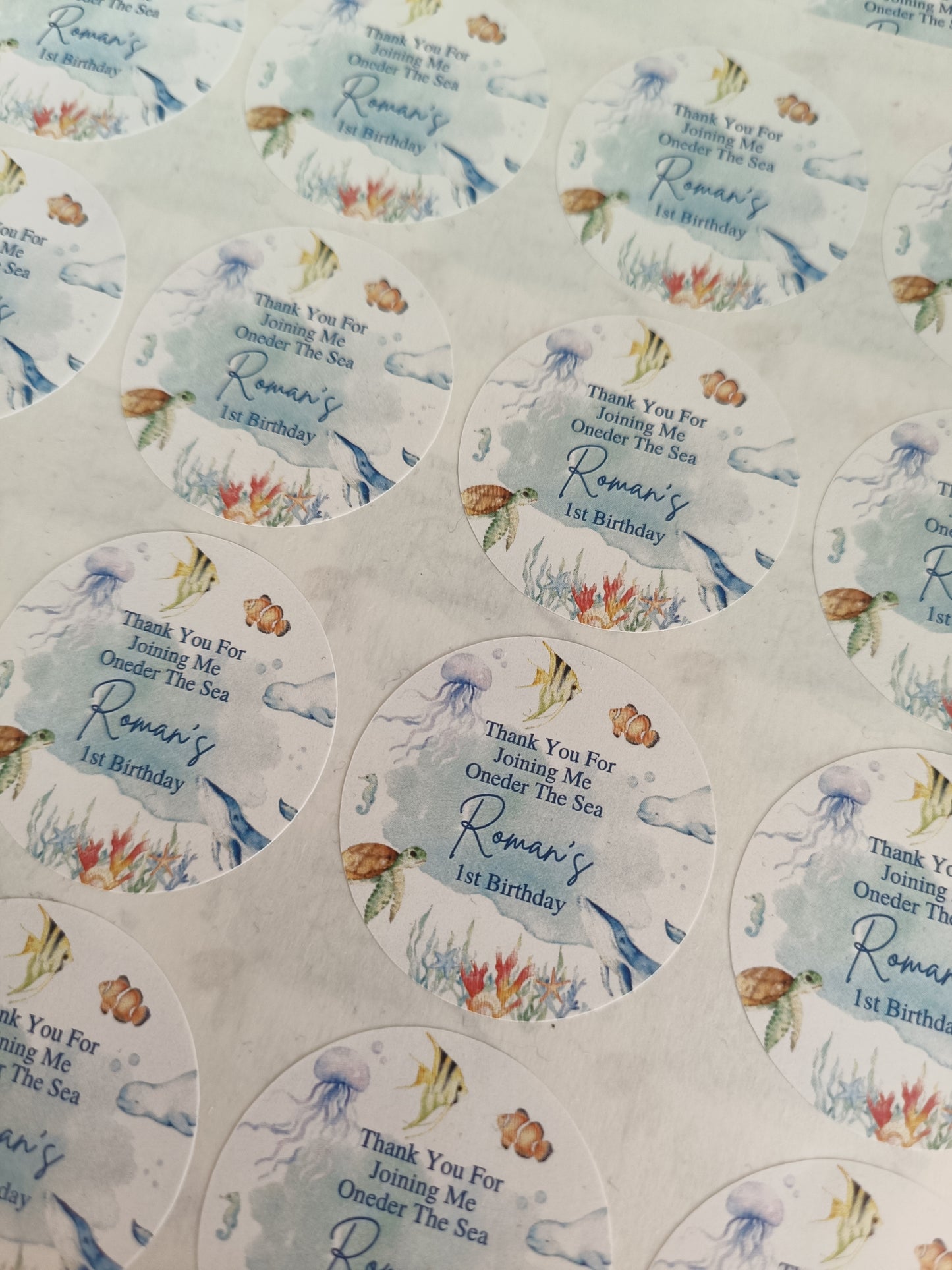 SALE - 4 x 35mm Under The Sea Stickers | Party Bag Stickers | Roman's 1st Birthday