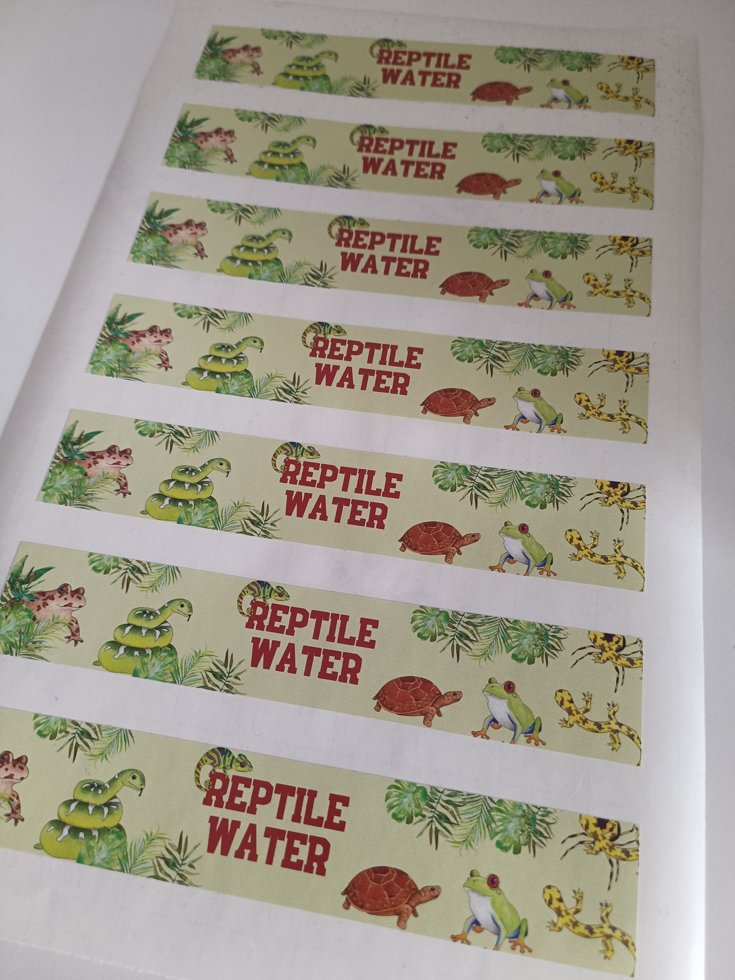 SALE - 7 x Reptile Water Reptile Label Stickers | Water Bottle Stickers | Reptile Theme
