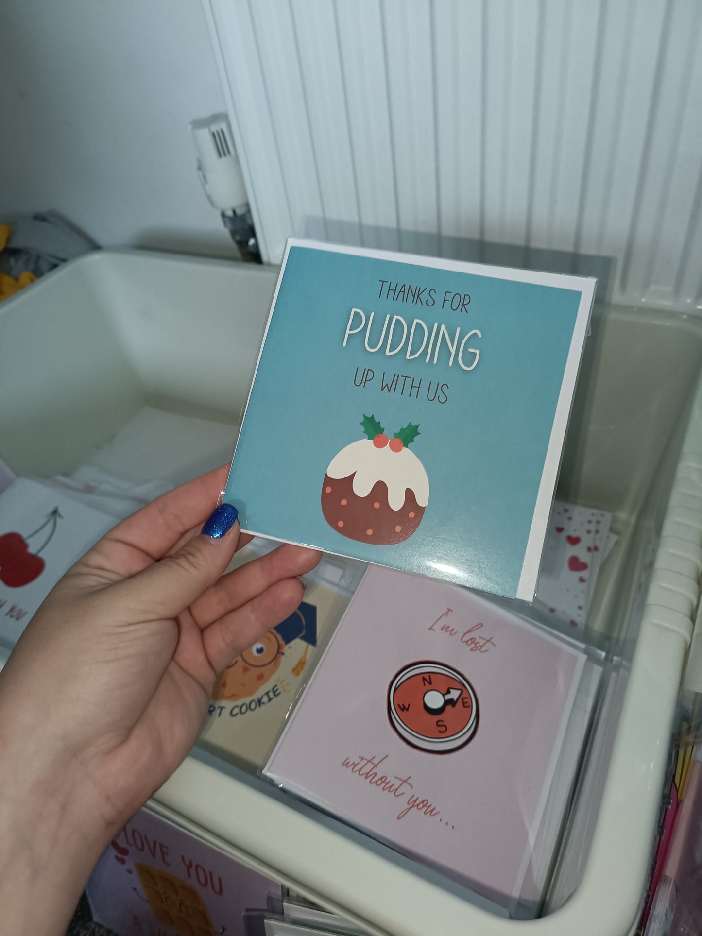 Christmas Card | Thanks for pudding up with us | Funny Teacher Christmas Card