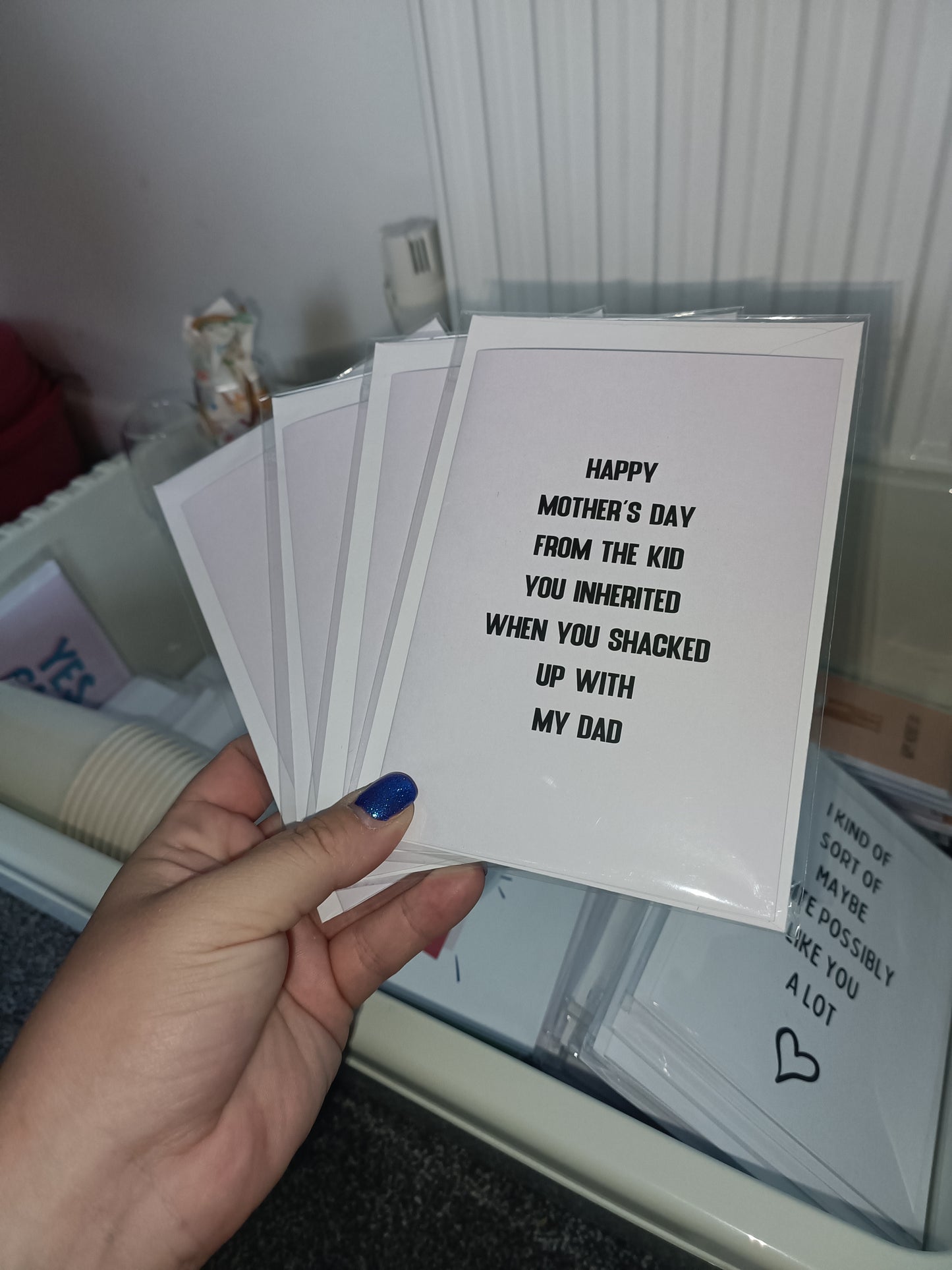 Mothers Day Card | From The Kid You Inherited When You Shacked Up With My Dad | Funny Mum Card | Joke Mum Card