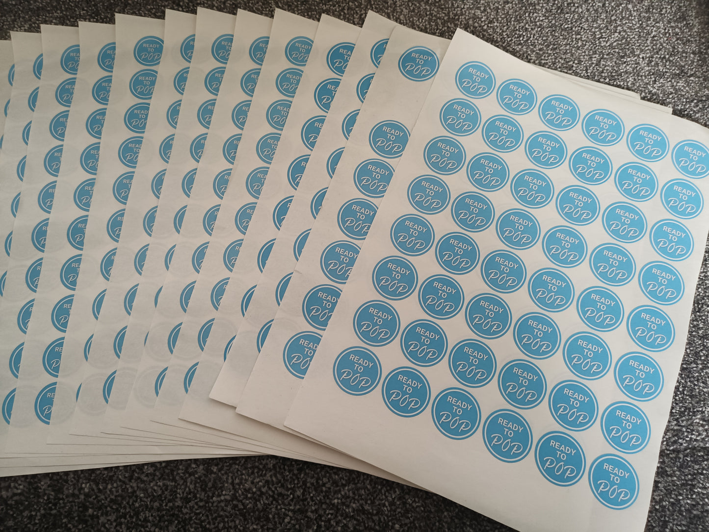 Blue Ready To Pop Stickers | Various Sizes | Baby Shower Party Stickers | Popcorn Stickers | Baby Shower Stickers