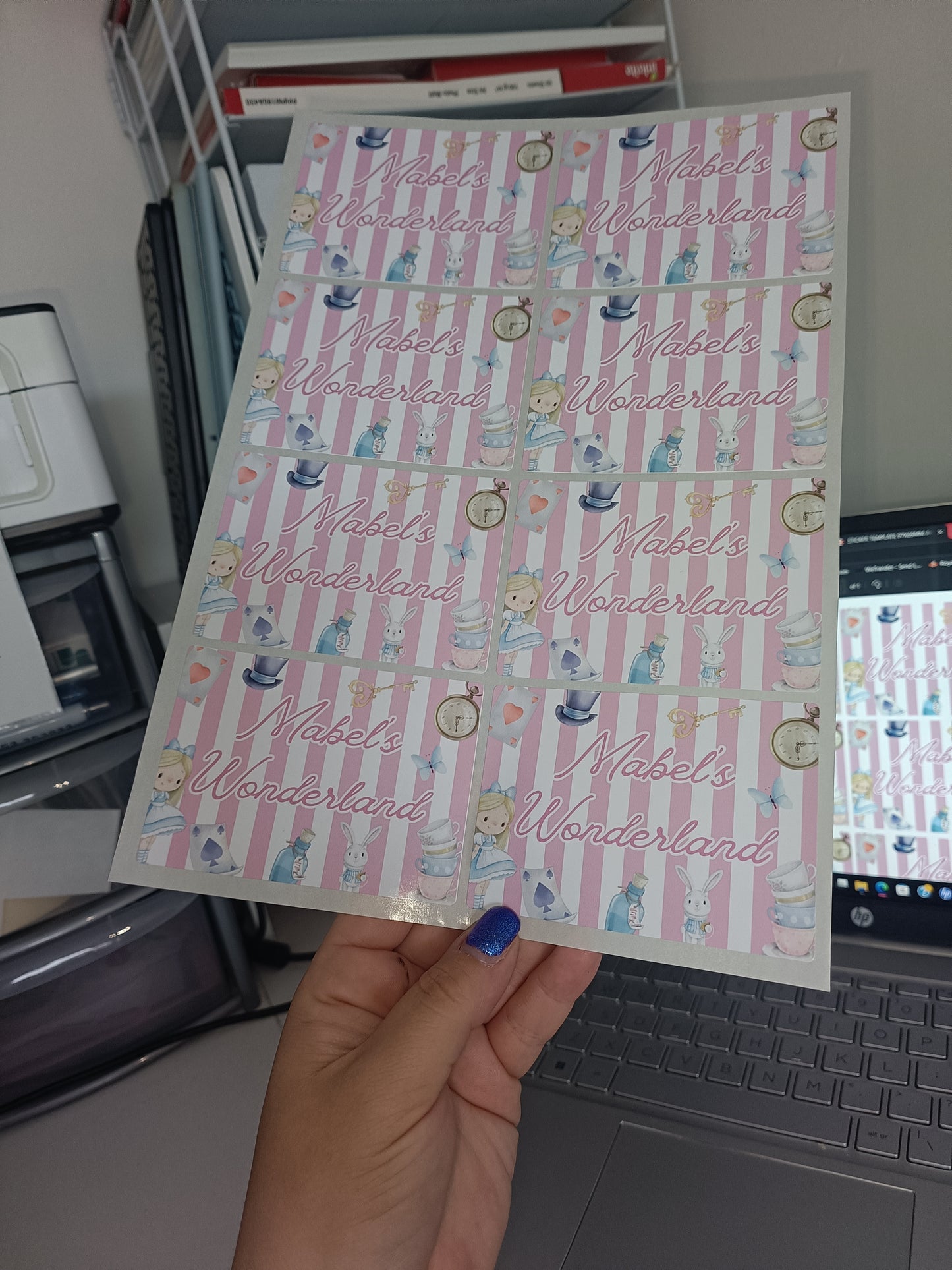 Rectangle Stickers | Party Stickers | Wonderland Party Stickers | Party Bag Stickers