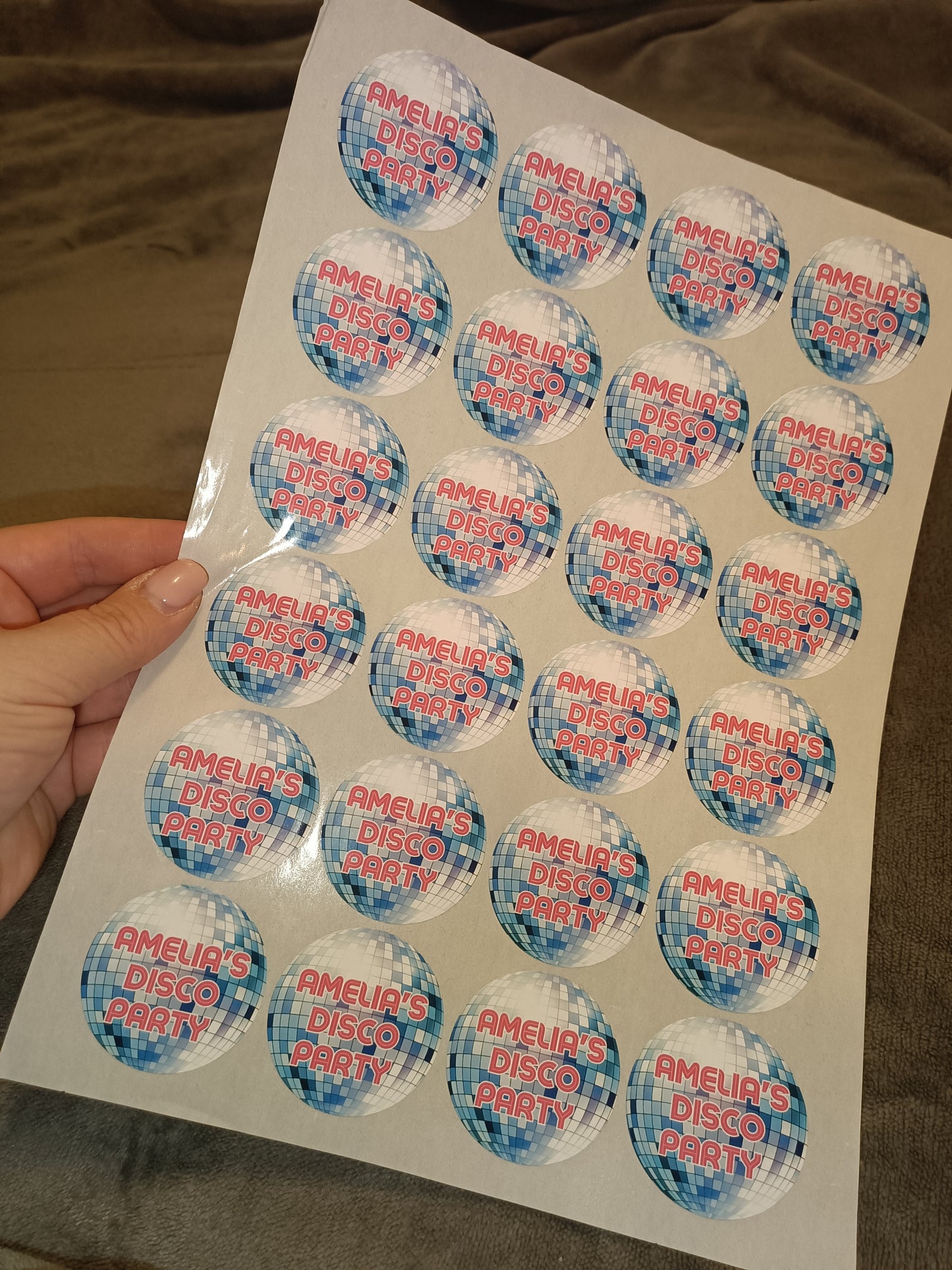 SALE - 1 x Amelia's Disco Party Bag Stickers