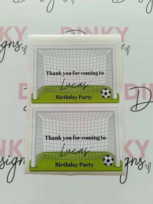 2 x Football Rectangle Party Bag Stickers | Lucas' Birthday | SALE ITEM