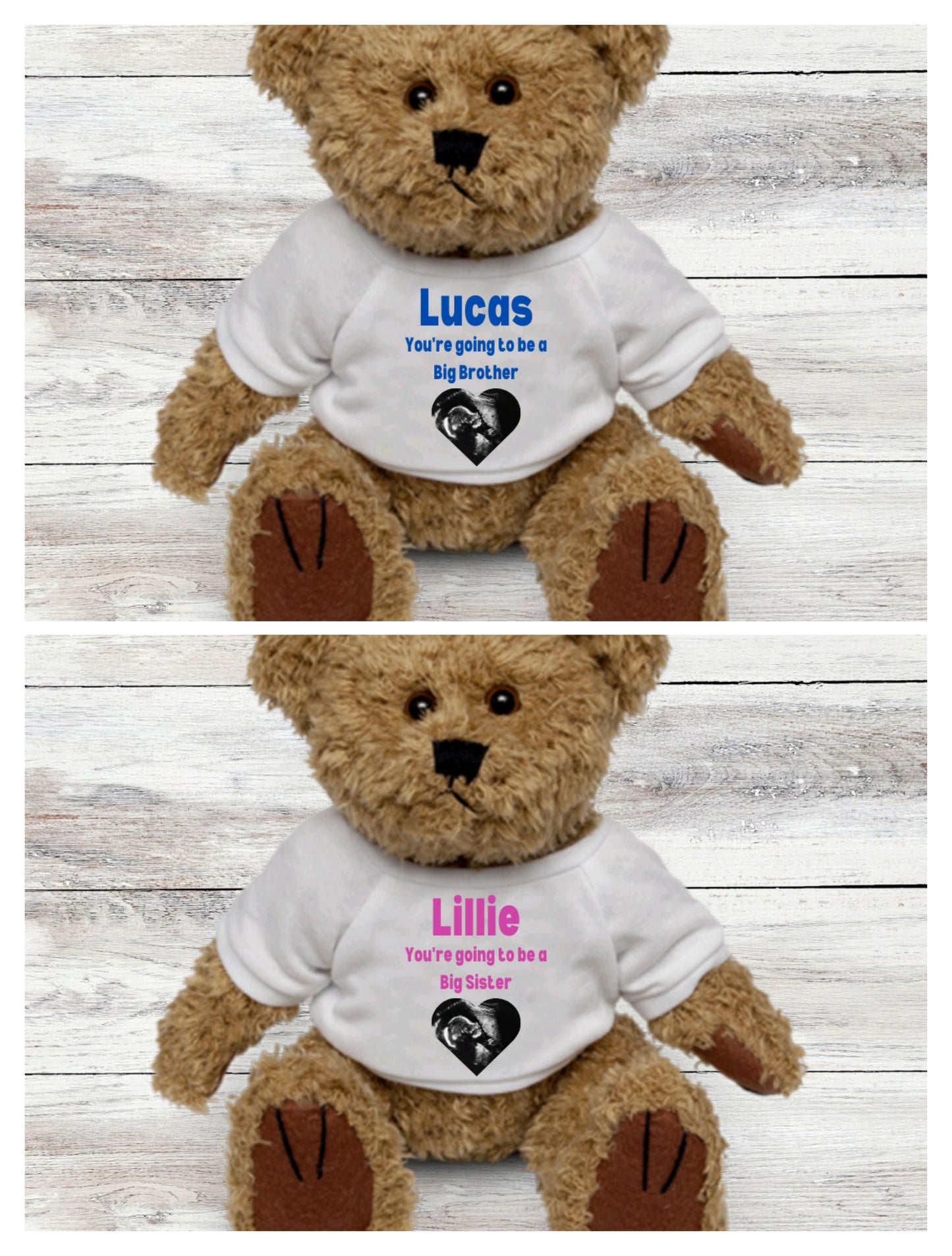 Personalised Teddy Bear | Big Sister, Big Brother Gift | Pregnancy Siblings Announcement