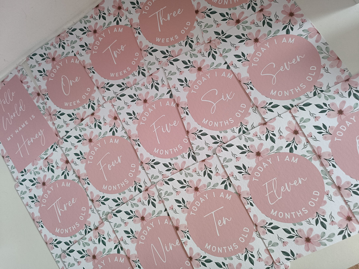 Milestone Cards | A6 Baby Milestone Cards | Pink Floral Theme | New Baby Gift Idea