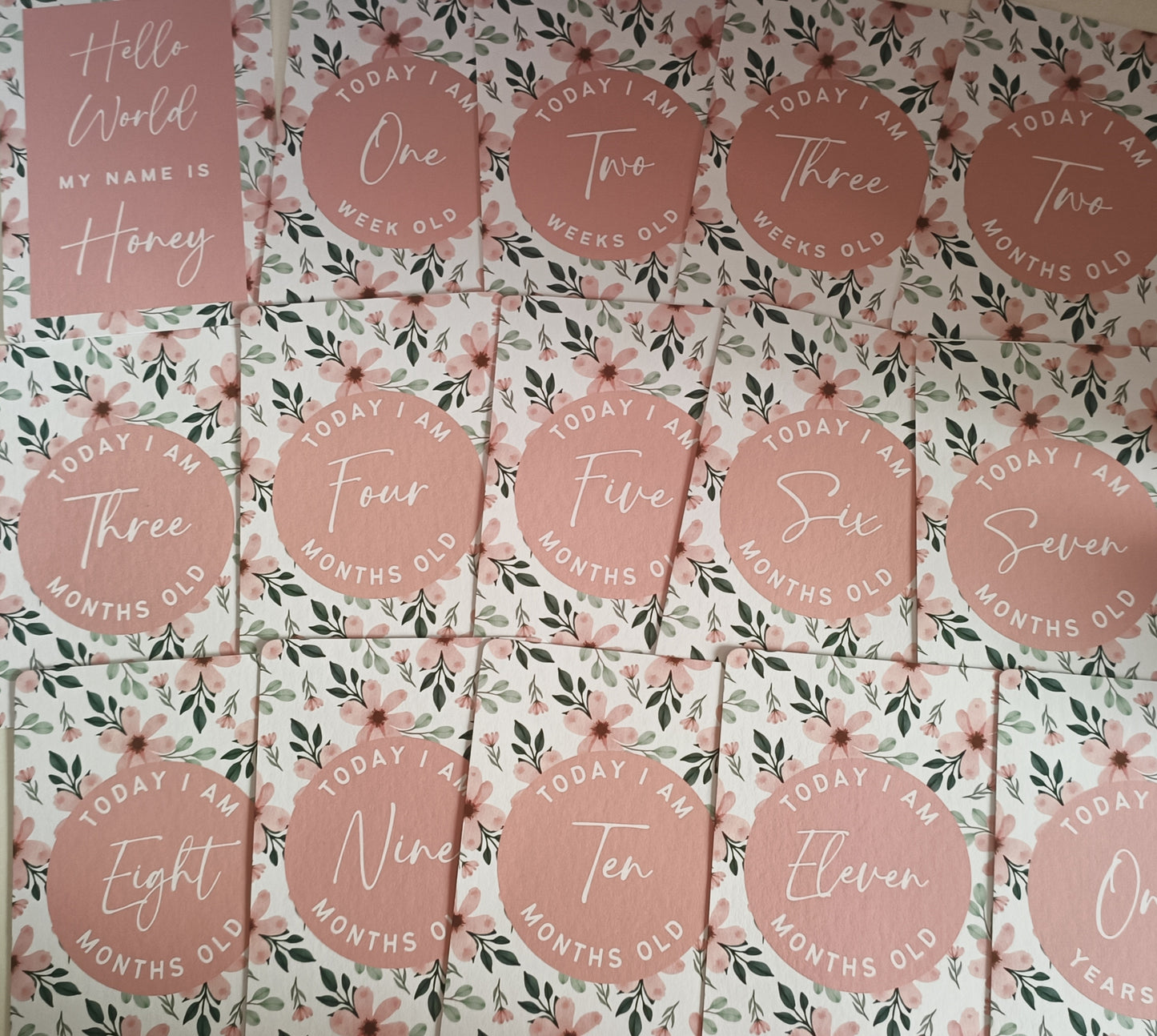 Milestone Cards | A6 Baby Milestone Cards | Pink Floral Theme | New Baby Gift Idea