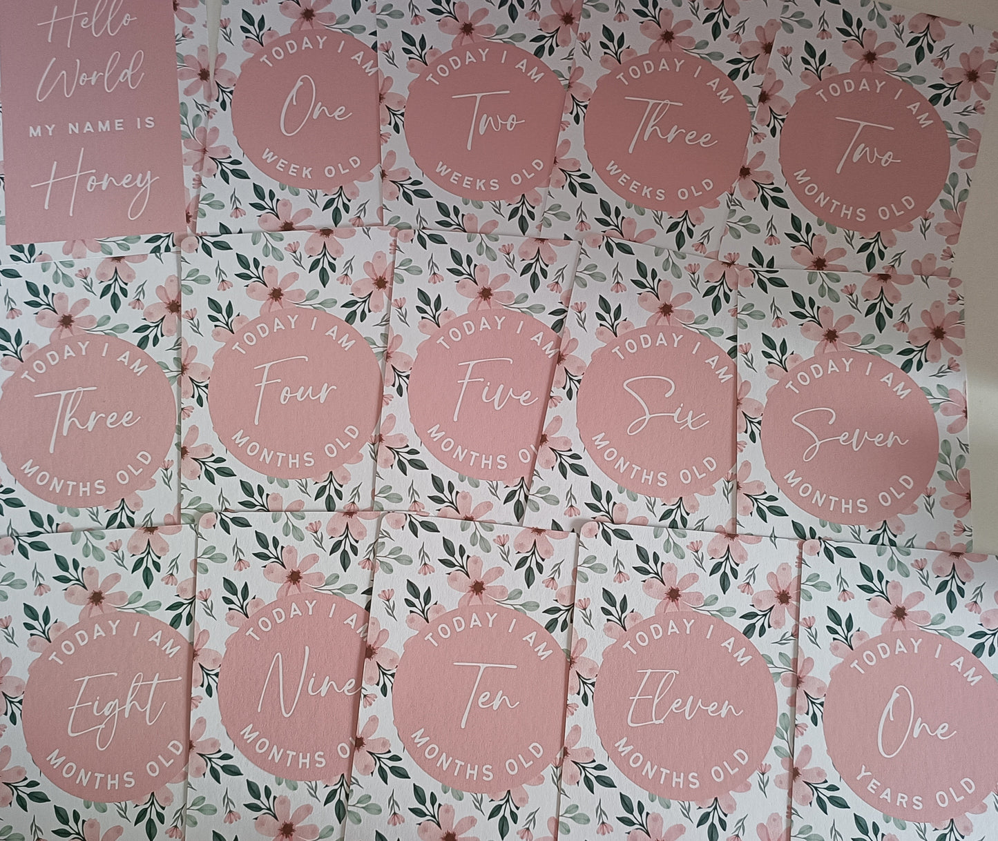 Milestone Cards | A6 Baby Milestone Cards | Pink Floral Theme | New Baby Gift Idea