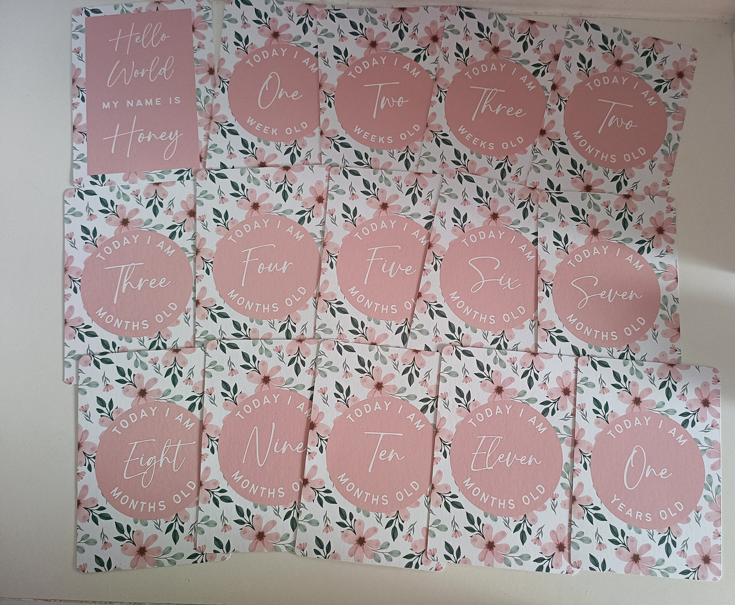 Milestone Cards | A6 Baby Milestone Cards | Pink Floral Theme | New Baby Gift Idea