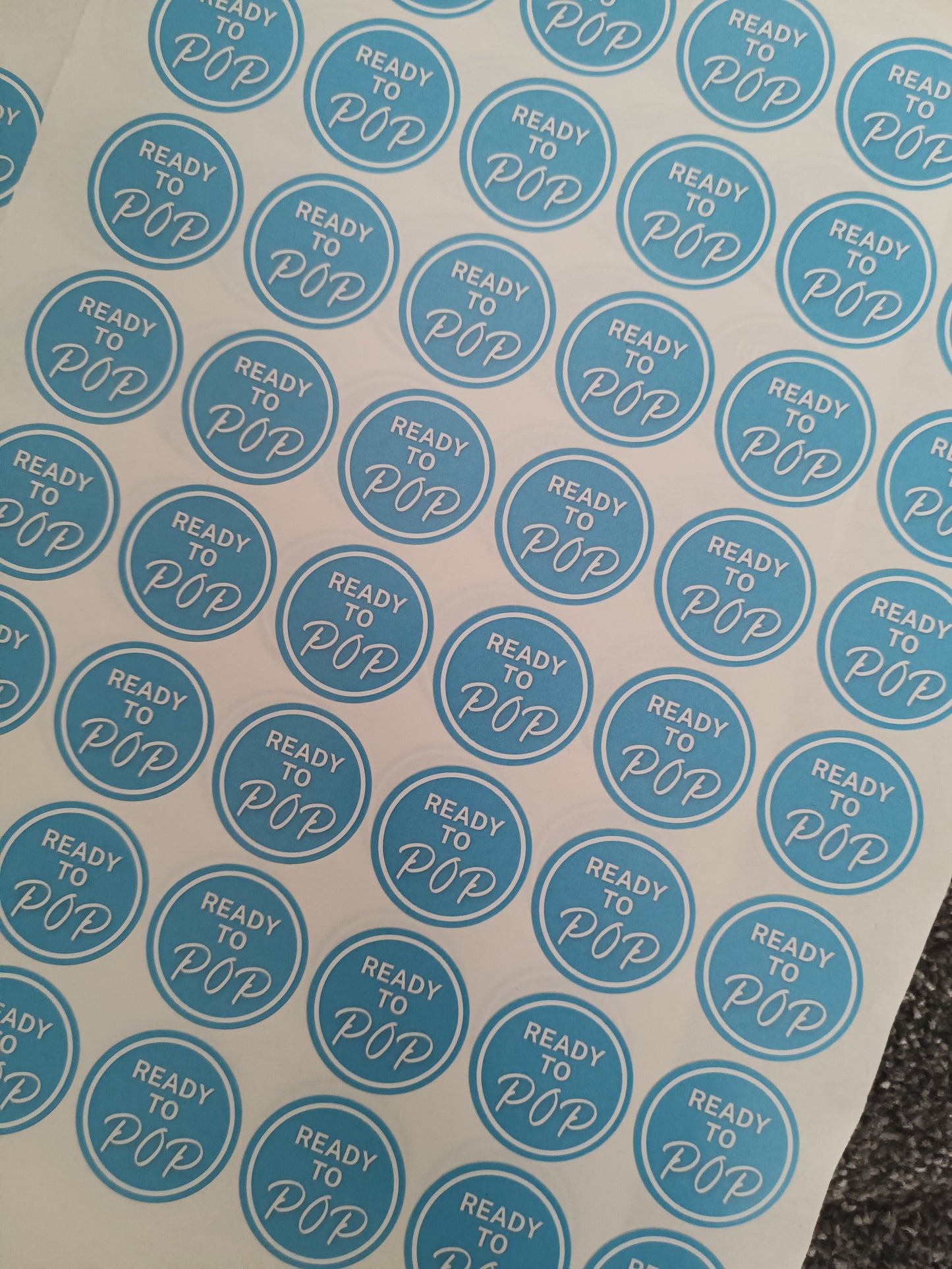 Blue Ready To Pop Stickers | Various Sizes | Baby Shower Party Stickers | Popcorn Stickers | Baby Shower Stickers