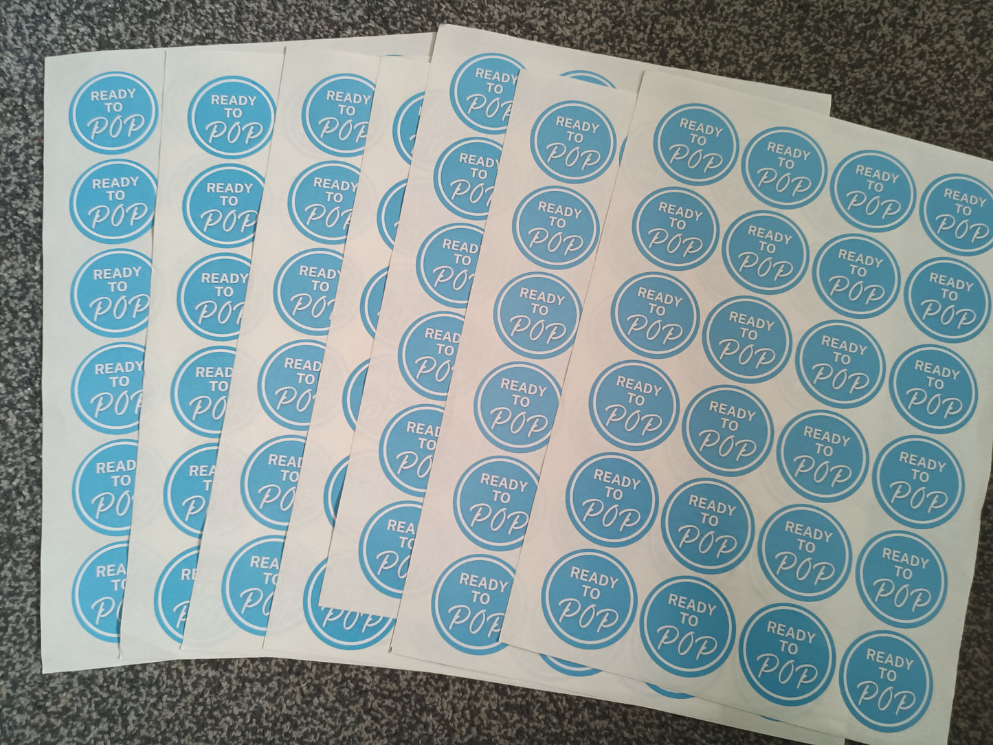 Blue Ready To Pop Stickers | Various Sizes | Baby Shower Party Stickers | Popcorn Stickers | Baby Shower Stickers