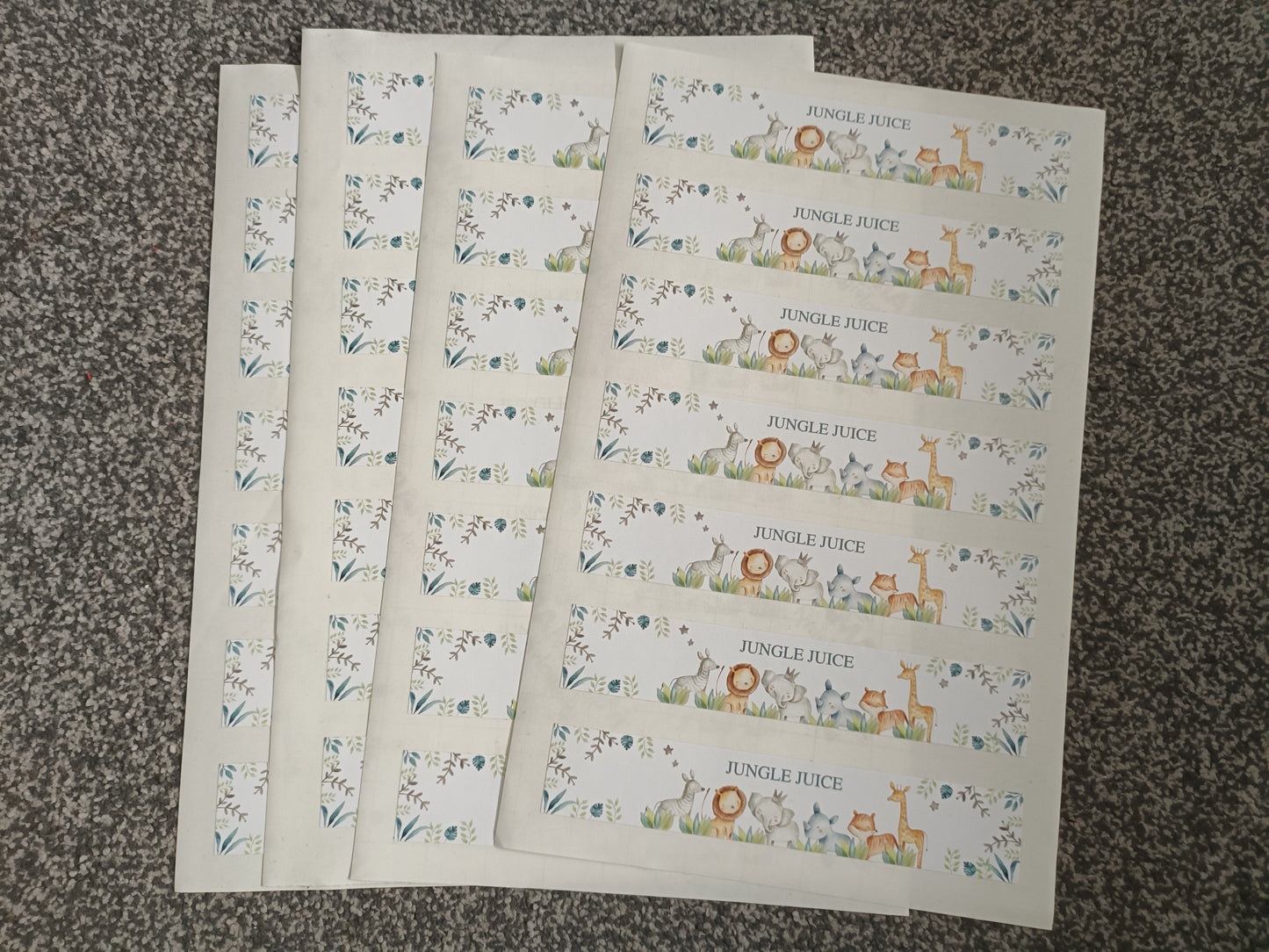 SALE - 4 x Jungle Juice Safari Animal Water Label Stickers | Water Bottle Stickers | Jungle Theme