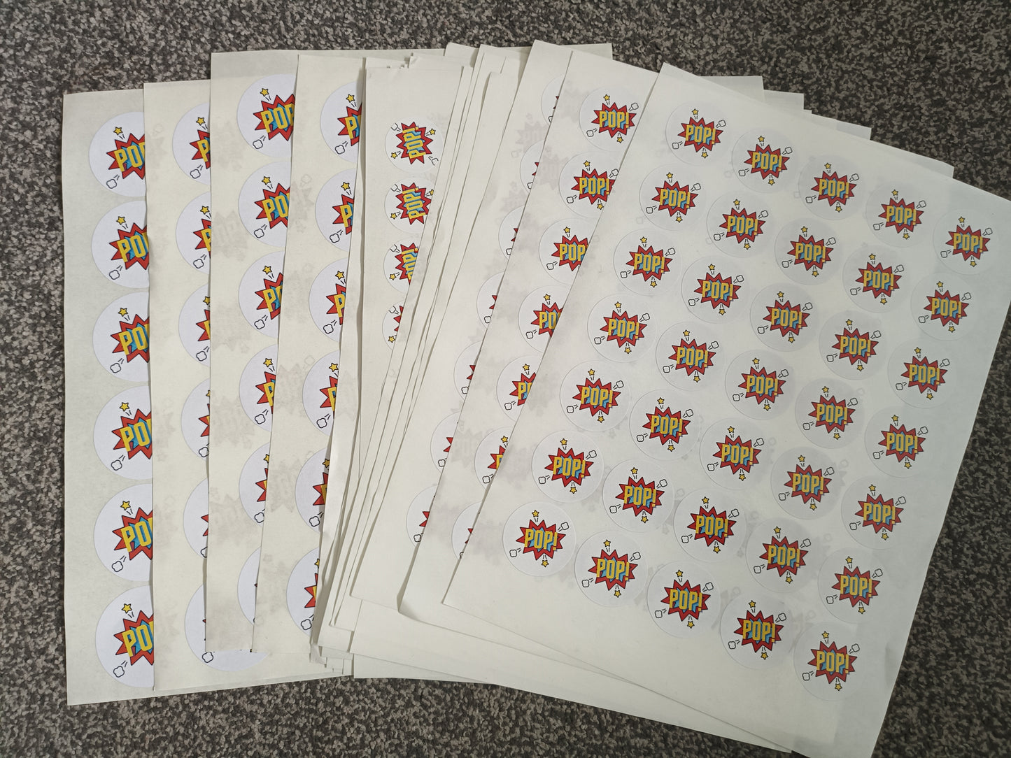Superhero POP Popcorn Stickers | Various Sizes | Superhero Party Supplies