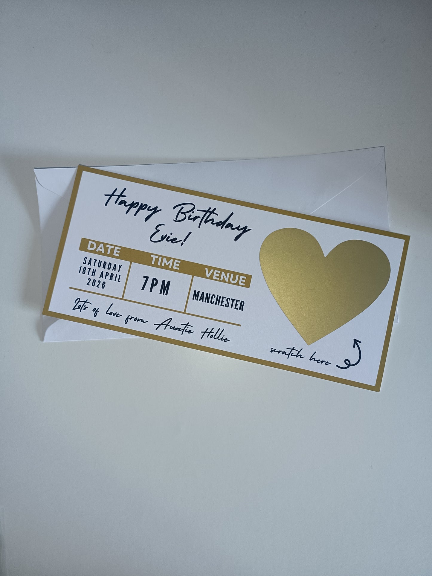 Gold Surprise Concert Ticket Print | Personalised Gold Concert Ticket | Scratch Reveal | Gift Idea