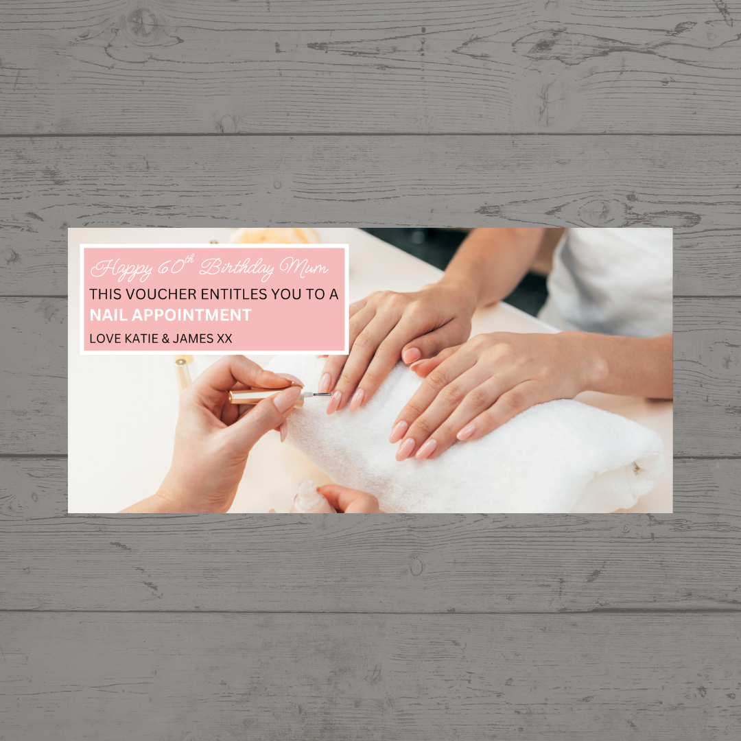 Surprise Ticket Print | Personalised Pink Manicure Nail Appointment Ticket Voucher | Gift Idea