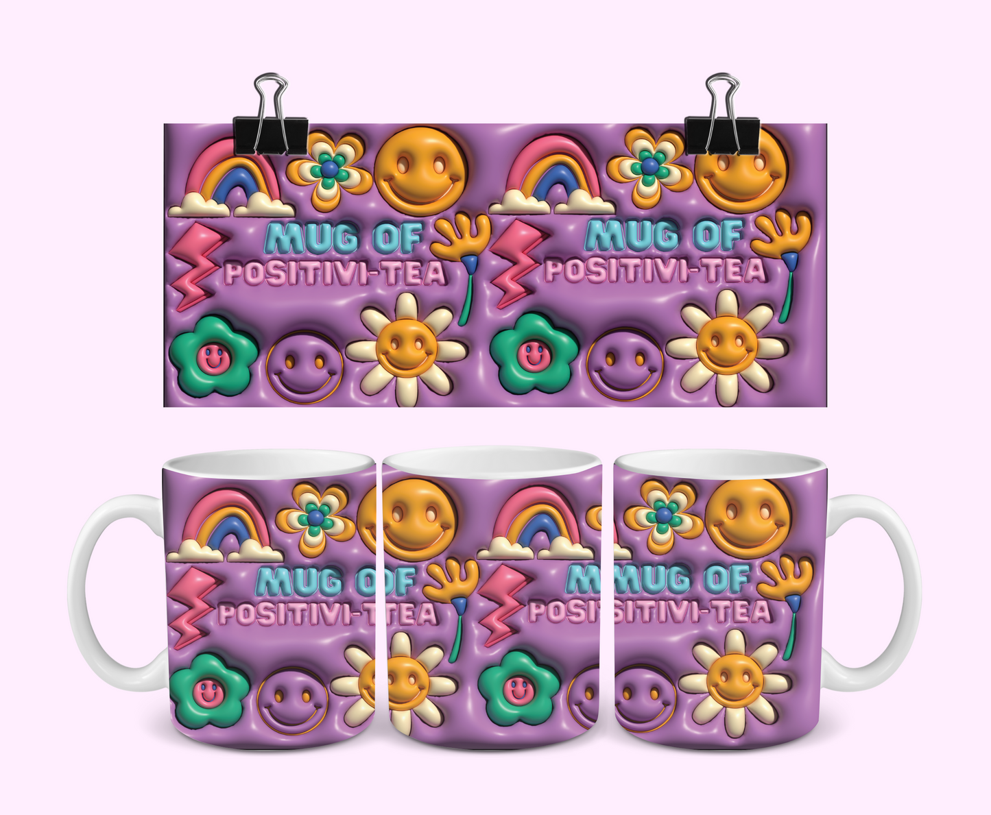 Purple 3D Effect Positivi-tea Mug | Positive Quote Mug | Gift Idea