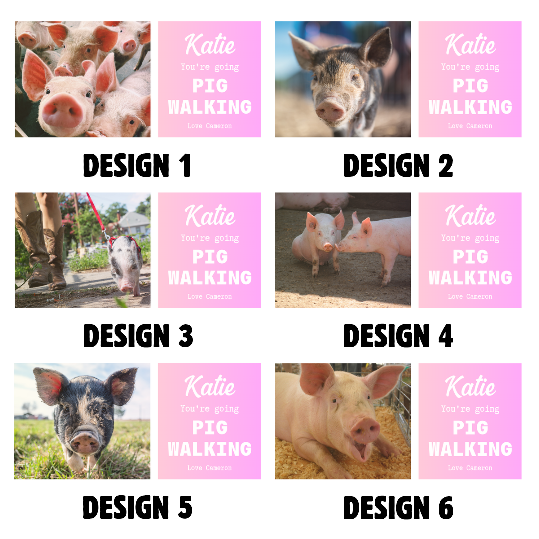Surprise Ticket Print | Personalised Pig Walking Ticket Pass Voucher Membership | Gift Idea