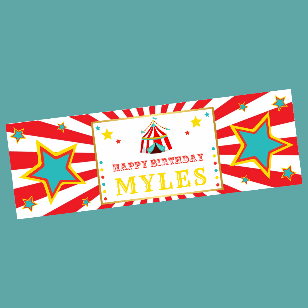 Circus Banner | Personalised Circus Birthday Party Banner | Circus Birthday Party Theme