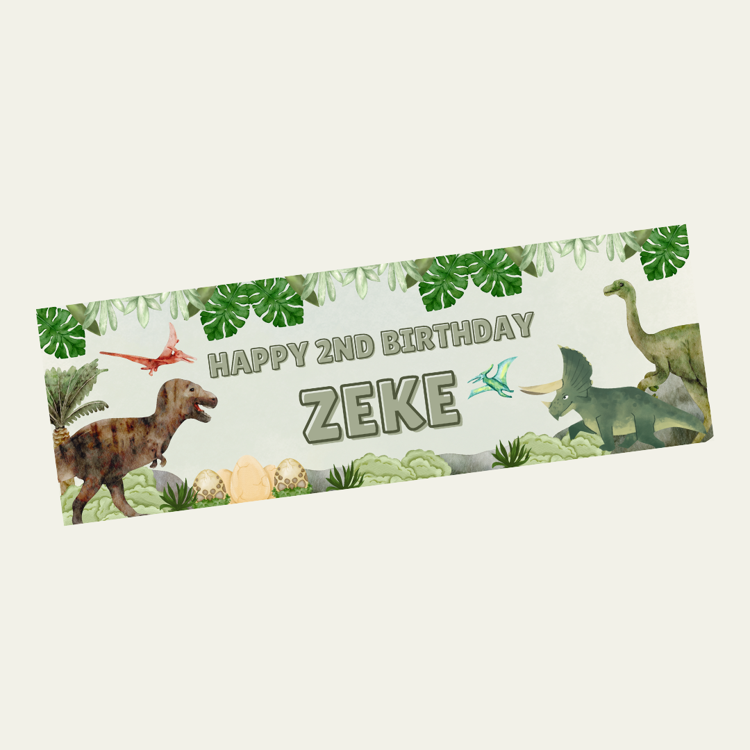 Green Dinosaur Banner | Personalised Dinosaur Birthday Party Banner | Dinosaur Birthday Party Theme