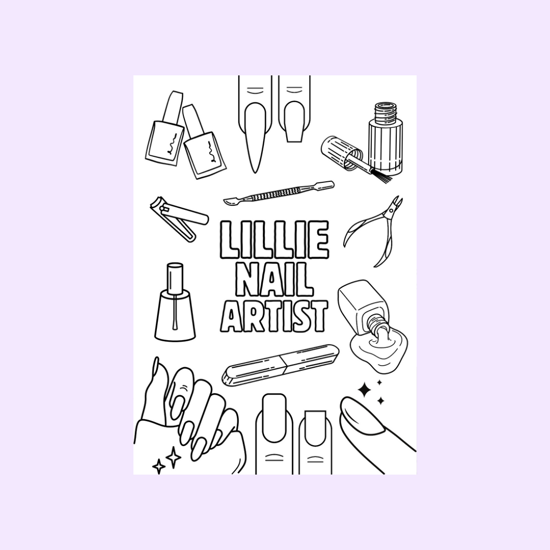 A6 Colouring Sheets | Personalised Nail Artist Technician Colouring Sheets | Salon Supplies