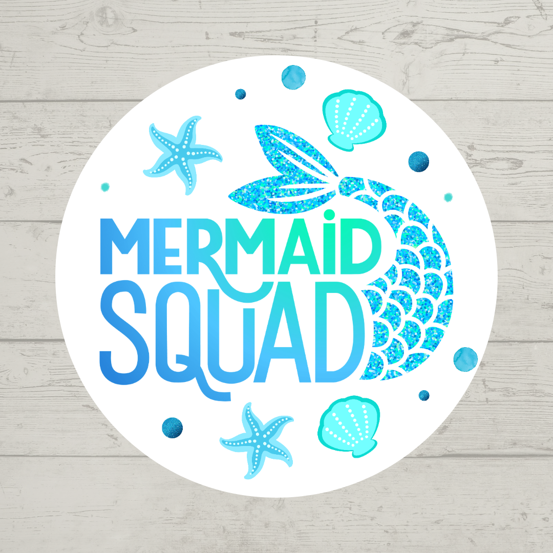 Blue Mermaid Party Stickers | Mermaid Squad | Circle Stickers | Sticker Sheet | Party Stickers | Mermaid Party Theme
