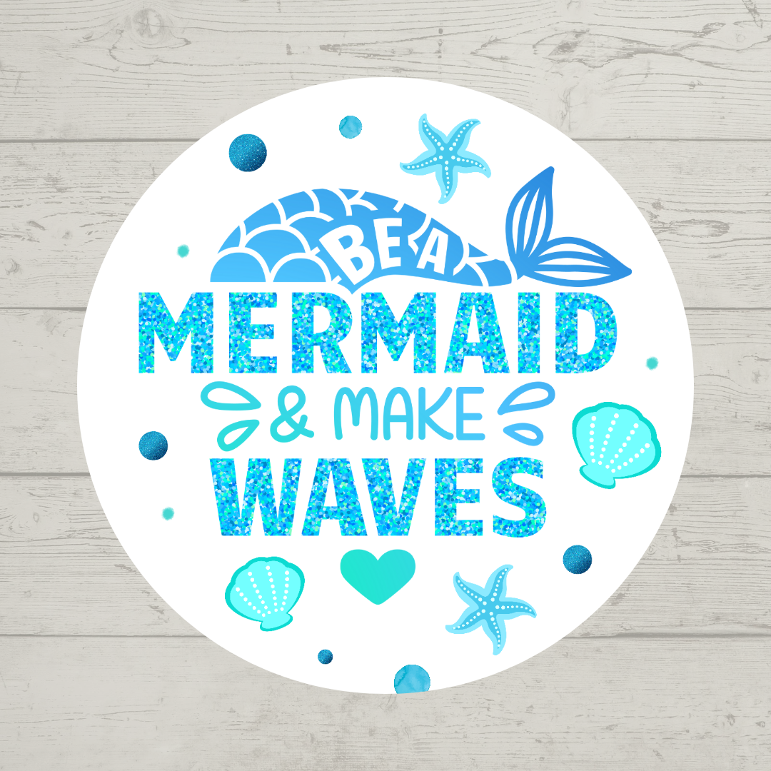 Blue Mermaid Party Stickers | Be A Mermaid | Circle Stickers | Sticker Sheet | Party Stickers | Mermaid Party Theme