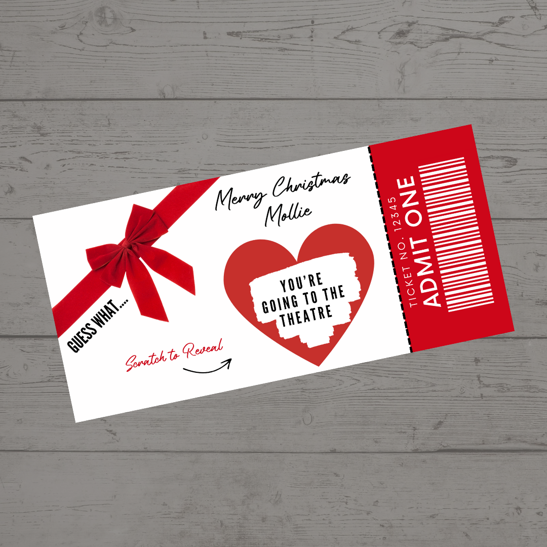 Red Bow Surprise Christmas Valentine Ticket Print | Personalised Christmas Valentine Ticket | Christmas Valentine Scratch Reveal | Gift Idea
