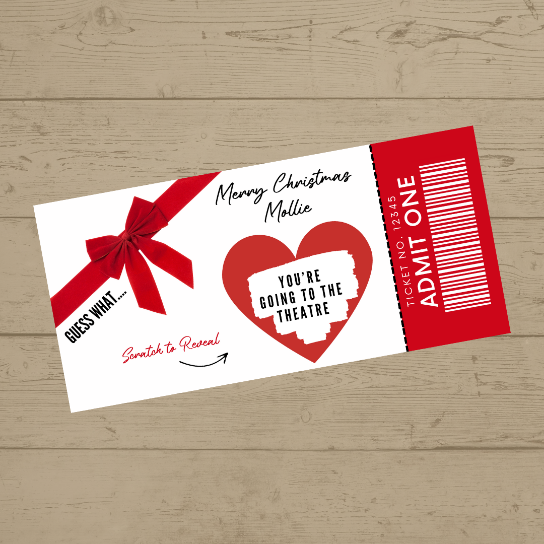 Red Bow Surprise Christmas Valentine Ticket Print | Personalised Christmas Valentine Ticket | Christmas Valentine Scratch Reveal | Gift Idea