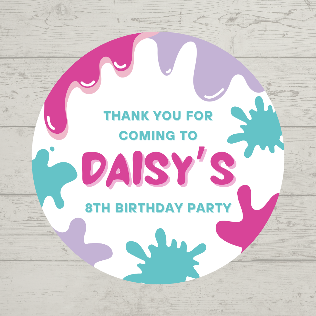 Pink Purple Slime Party Stickers | Circle Stickers | Sticker Sheet | Party Stickers | Slime Party Theme (Copy)