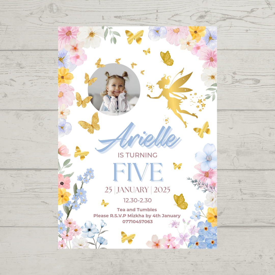 Fairy Photo Party Invitations | A6 Invites | Fairy Theme Invitations | Party Invitations