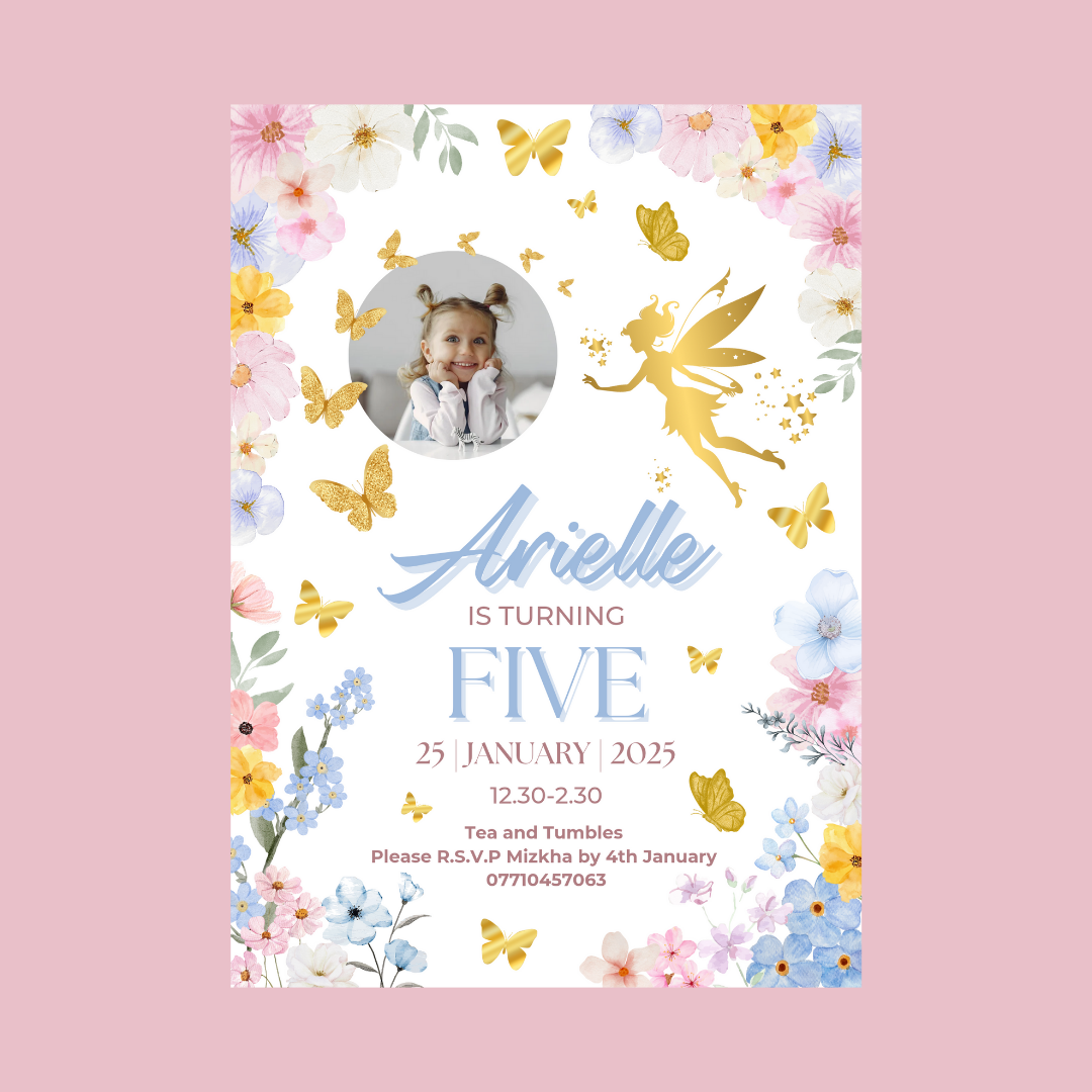 Fairy Photo Party Invitations | A6 Invites | Fairy Theme Invitations | Party Invitations
