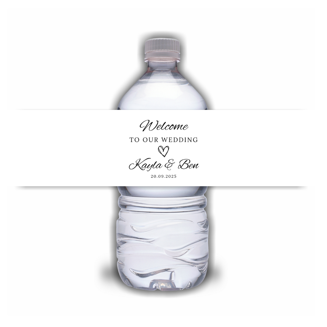 White Wedding Water Bottle Labels | Wedding Stickers | Wedding Water Bottle Labels