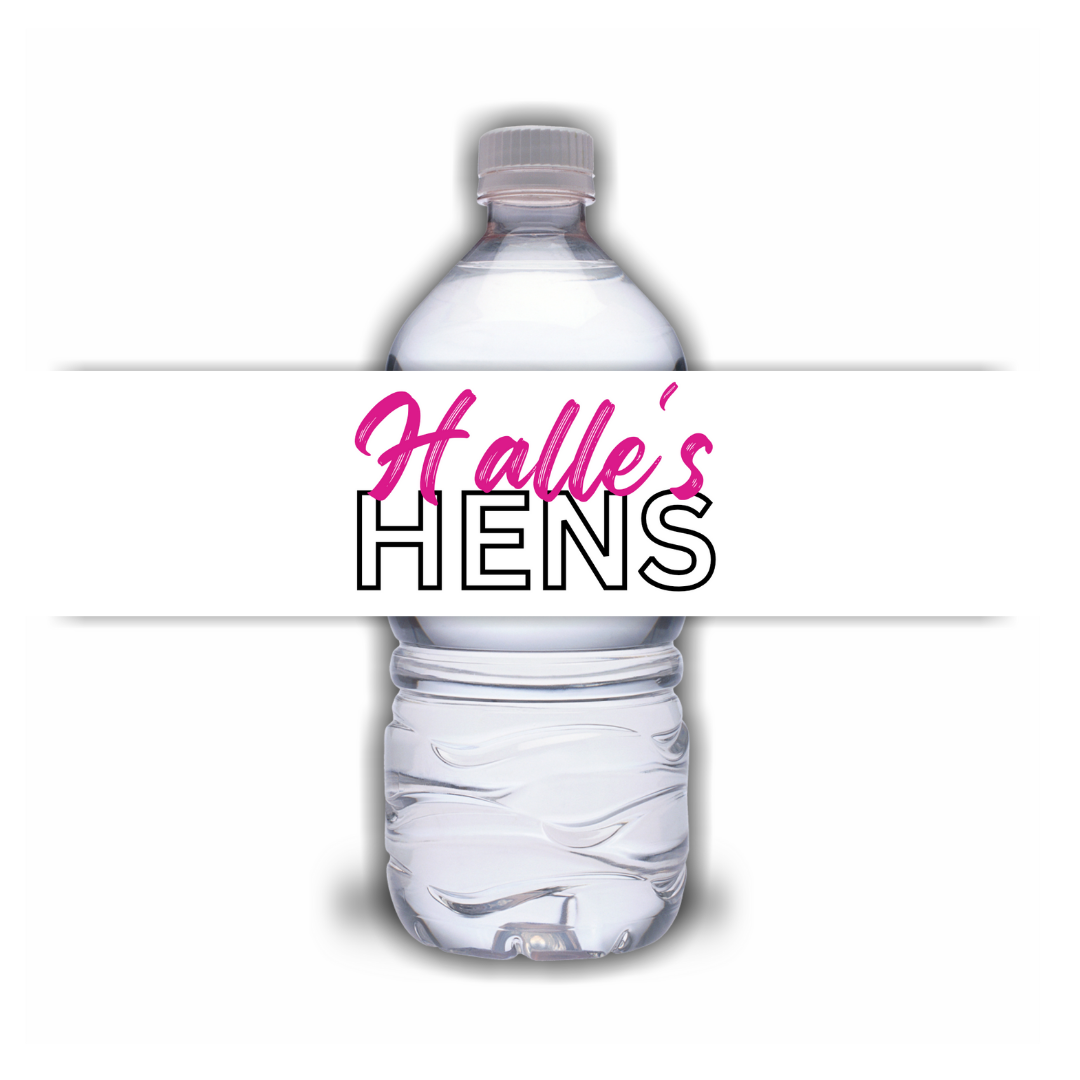 White Hen Party Water Bottle Labels | Hen Do Stickers | Hen Party Water Labels