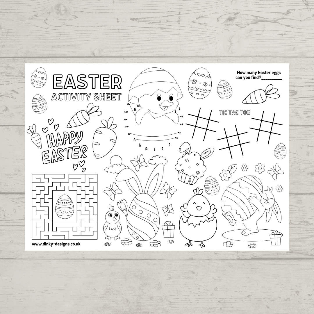 A4 Colouring Activity Sheets | Personalised Easter Activity Sheets | Easter Placemats