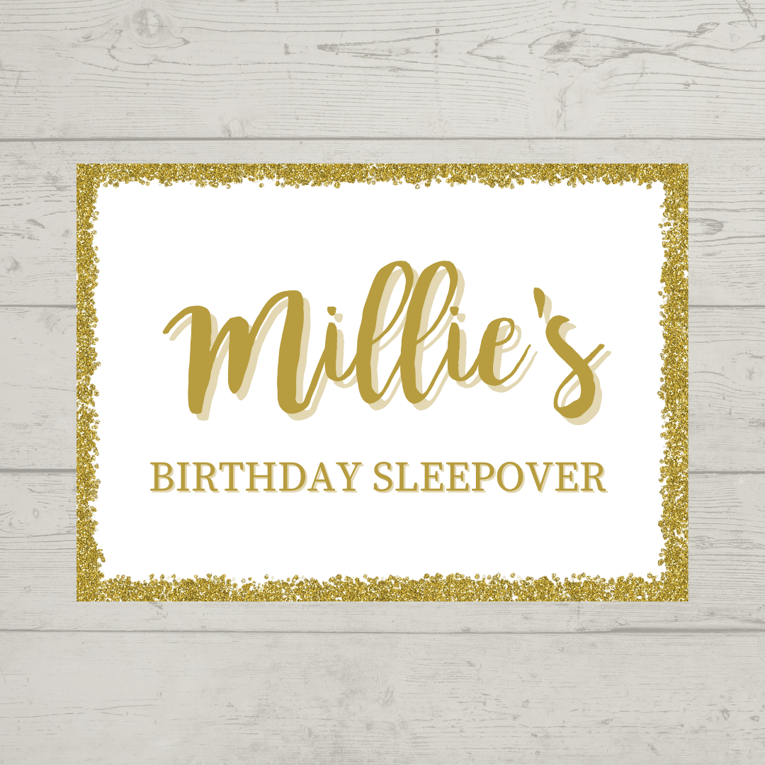 Rectangle Stickers | Gold & White Glitter Effect Party Stickers | Birthday, Baby Shower, Christening, Wedding, Engagement, Hen Party Stickers | Party Bag Stickers