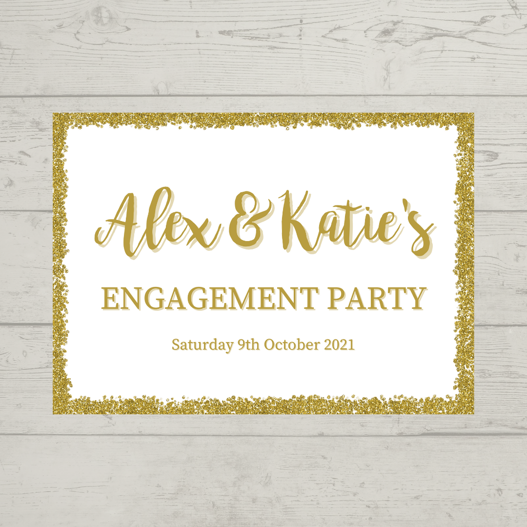 Rectangle Stickers | Gold & White Glitter Effect Party Stickers | Birthday, Baby Shower, Christening, Wedding, Engagement, Hen Party Stickers | Party Bag Stickers