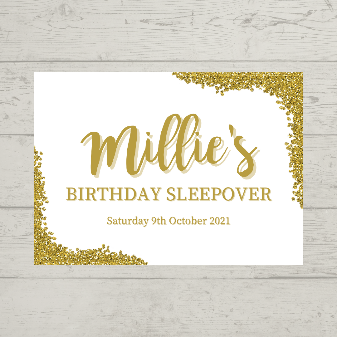 Rectangle Stickers | Gold & White Glitter Effect Party Stickers | Birthday, Baby Shower, Christening, Wedding, Engagement, Hen Party Stickers | Party Bag Stickers