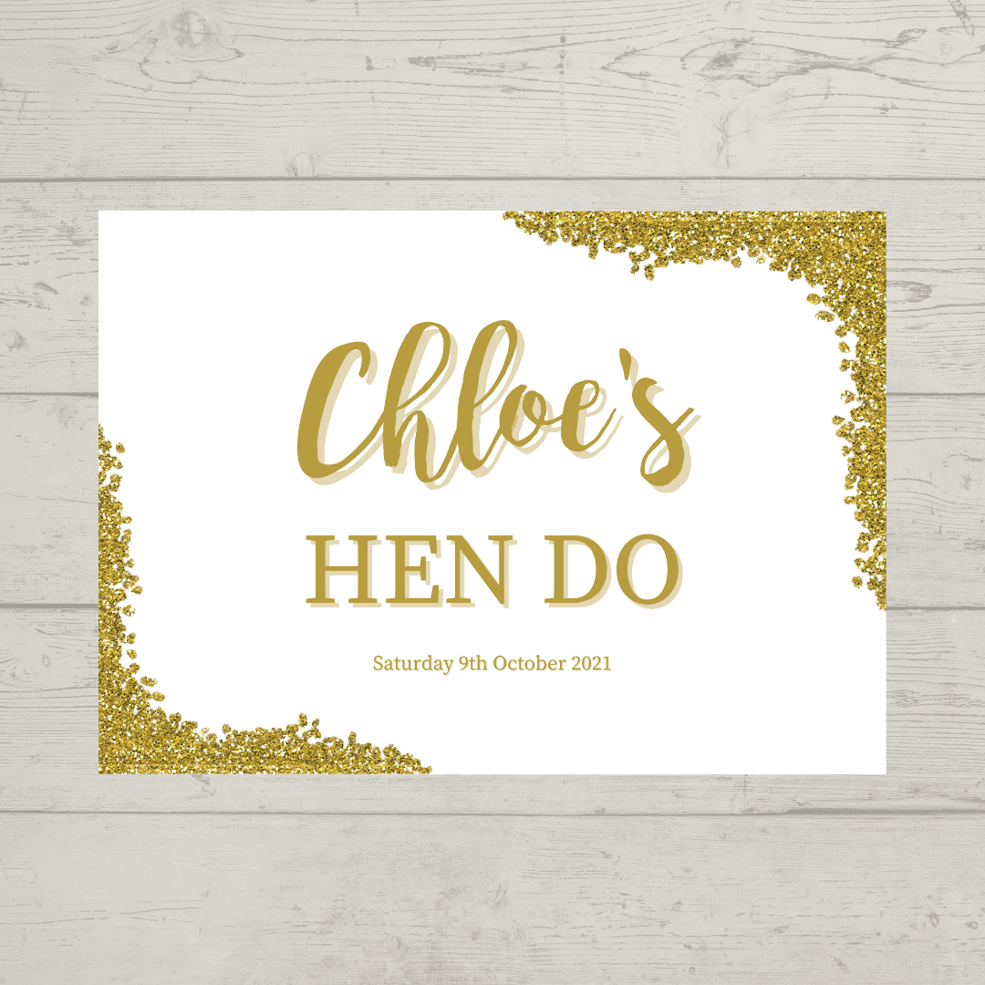 Rectangle Stickers | Gold & White Glitter Effect Party Stickers | Birthday, Baby Shower, Christening, Wedding, Engagement, Hen Party Stickers | Party Bag Stickers