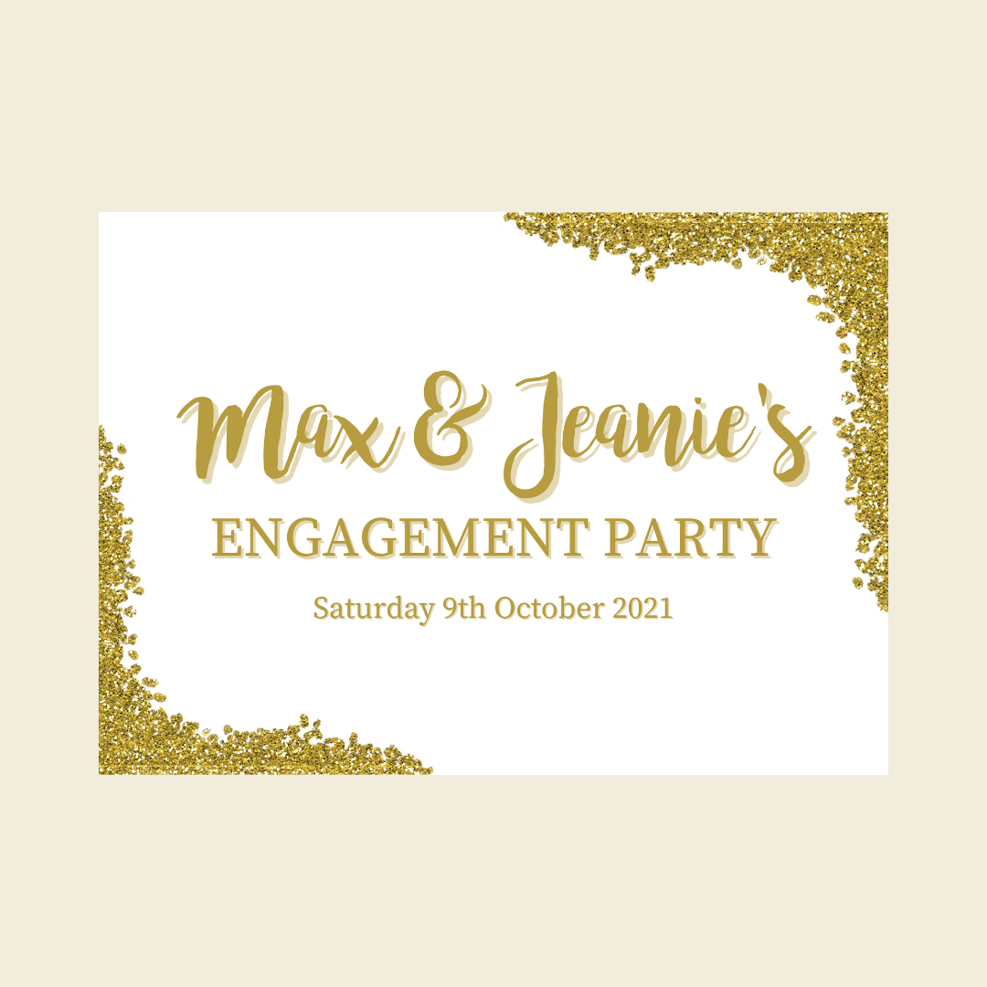 Rectangle Stickers | Gold & White Glitter Effect Party Stickers | Birthday, Baby Shower, Christening, Wedding, Engagement, Hen Party Stickers | Party Bag Stickers