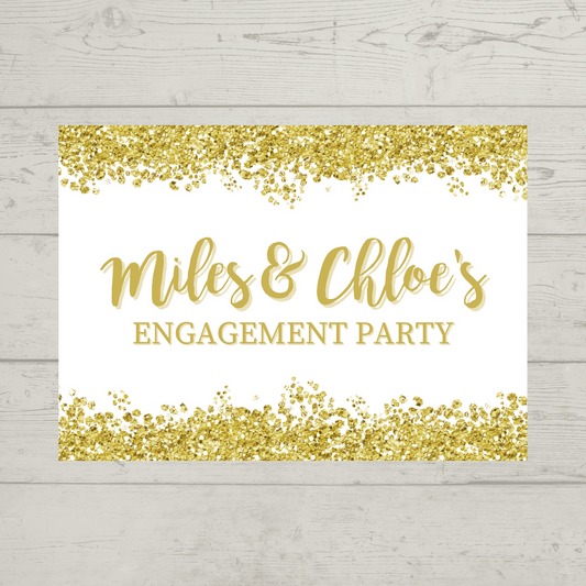 Rectangle Stickers | Gold & White Glitter Effect Party Stickers | Birthday, Baby Shower, Christening, Wedding, Engagement, Hen Party Stickers | Party Bag Stickers