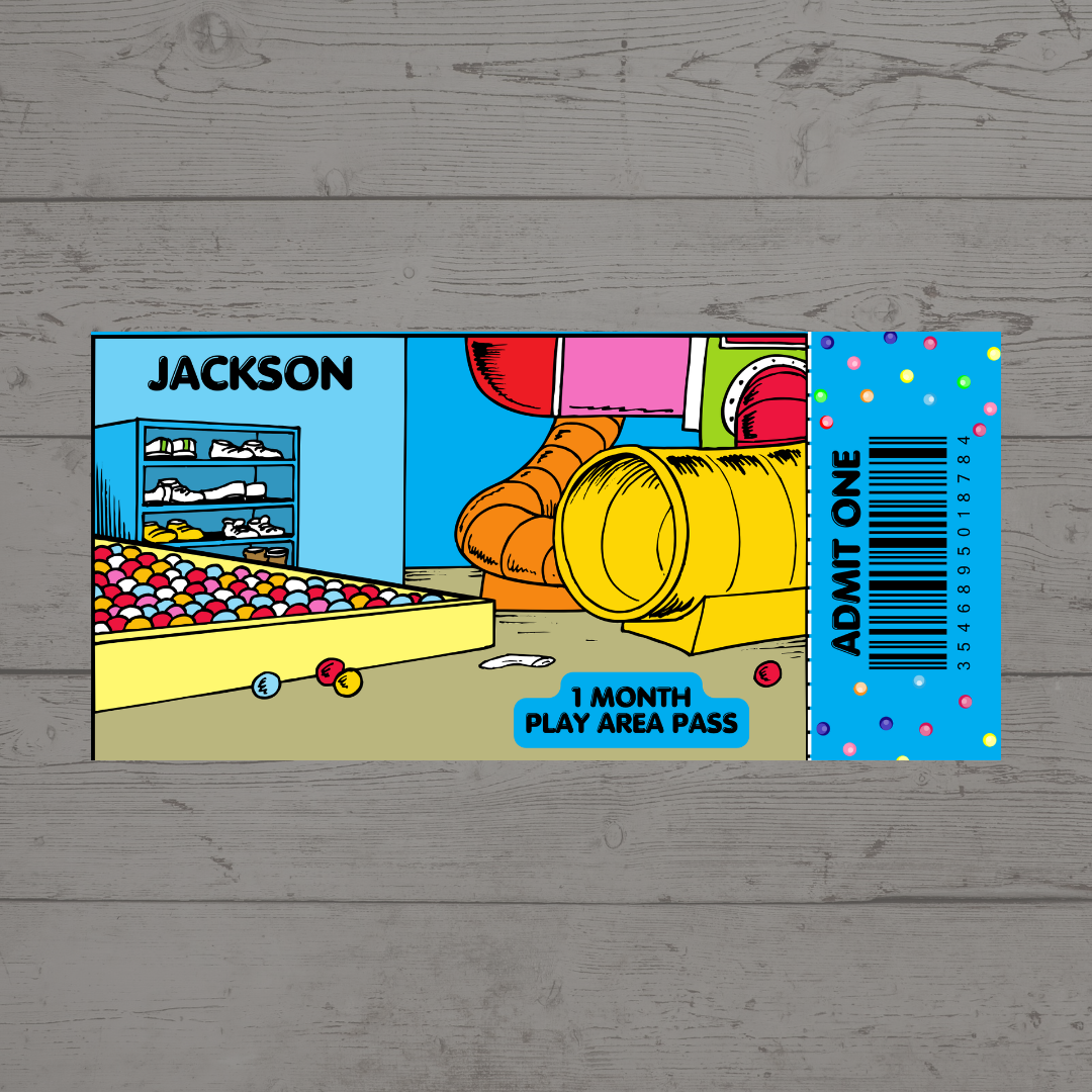 Surprise Ticket Print | Personalised Play Area Ticket Pass Voucher Membership | Gift Idea