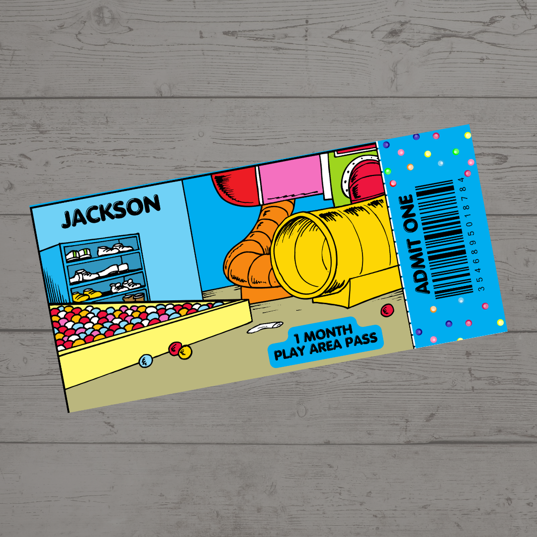 Surprise Ticket Print | Personalised Play Area Ticket Pass Voucher Membership | Gift Idea