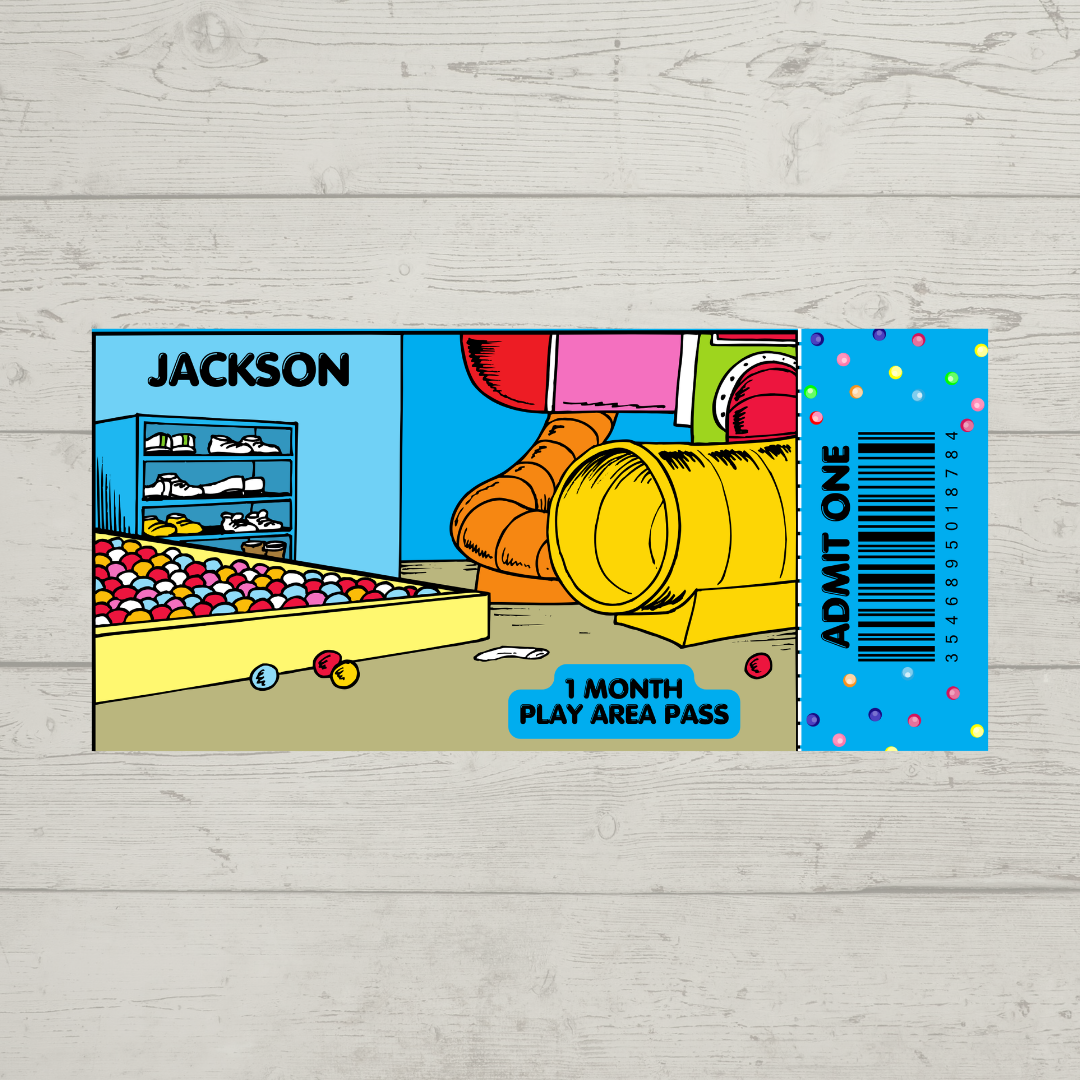 Surprise Ticket Print | Personalised Play Area Ticket Pass Voucher Membership | Gift Idea