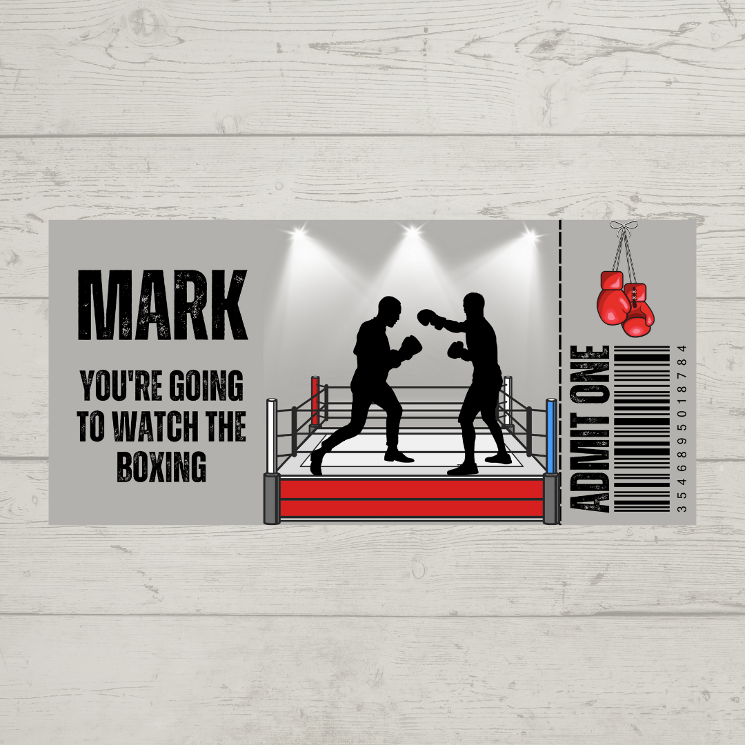 Surprise Ticket Print | Personalised Boxing Ticket Pass Voucher Membership | Gift Idea